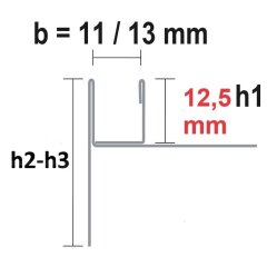 INOX profil de pente V2A pour 2% SOL / SOL avec PROFIL D´INSERTION POUR PAROI