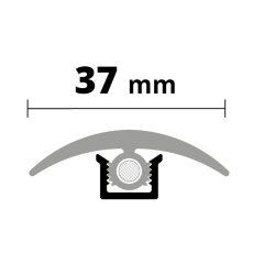 PVC Übergang gewölbt zum Eindrücken in Basis, 37mm Länge3,0Meter