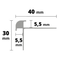 ALU Treppenkante AP43-3 L 30 x 40 mm 2,7 Meter für...