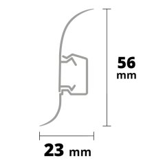 PVC Sockelleiste 56 x 23 mm L 2,5 Meter 2-teilig AP28 NGF56