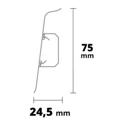 PVC Sockelleiste 75 x 24,5 mm L 2,2 Meter AP28-1 SG75