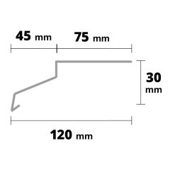 ALU Lack Profil für Balkon BP3 Tropfnase 45 mm L 2,0 Meter