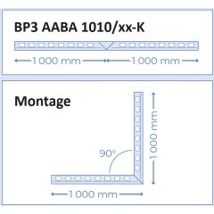 Ecke für BP3-1 ALU Lack Profil für Balkon 1000x1000mm