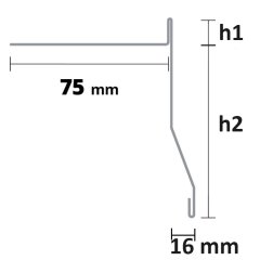 Edelstahl V2A gebürstet Profil BP9-1 für Abschluss, Basis 75mm, Tropfnase 16mm, L 2,5Meter