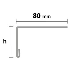 Edelstahl V2A naturglanz Profil BP2 für Abschluss, Basis 80mm, L 2,5Meter
