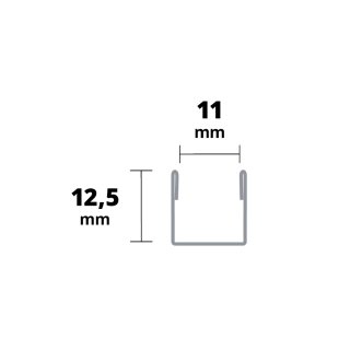 Glas-Einlegeprofil Edelstahl geb&uuml;rstet 12,5x11x1500mm
