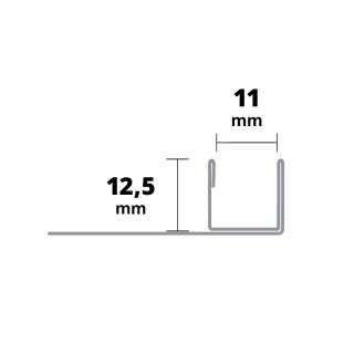 Profil d&acute;insertion paroi de douche INOX bross&eacute;t 12,5x11x1500mm avec base