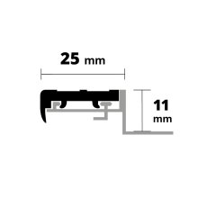 Treppenkante GS Standard ALU/GUMMI 11x28x2500mm
