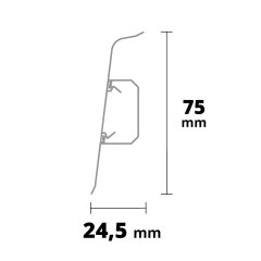 Angle extérier 90° pour Plinthe PVC SG75  75x24,5x2200mm