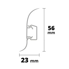 Angle intérieur 90°  pour Plinthe PVC NGF56  56x23x2500mm