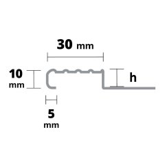 Edelstahl Treppenkante TREP-E V2A h 2 bis 25 mm